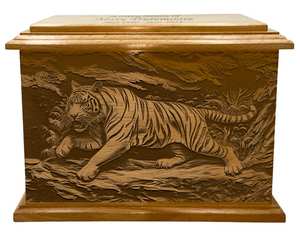 Urne funéraire en bois pour crémation de tigre, urne funéraire en bois pour grand animal, urne funéraire en bois pour faune sauvage avec gravure, urnes en bois pour cendres humaines - Product Image 3