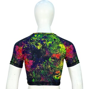 เสื้อครอปโอเวอร์ไซส์สำหรับผู้หญิง Blaze ผ้าปิดไหล่ผ้าไหมย้อมสีล้วนแผ่นติด - Product Image 4