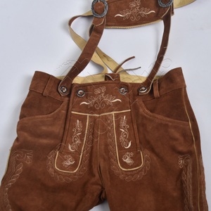 2025 nouveau personnalisé hommes véritable peau de vache daim cuir Lederhosen court allemand bavarois Oktoberfest Lederhosen - Product Image 4