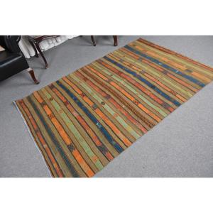 พรมคิลิมวินเทจขนาด 4.2x6.7 ฟุต พรมตุรกี ลายต้นไม้สีส้ม พรมขนสัตว์ - Product Image 5