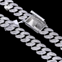 Collier ras du cou personnalisé en argent sterling avec chaîne cubaine glacée et moissanite, bijoux hip-hop pour rappeur, cadeau de fiançailles et de mariage unisexe