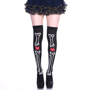 Calcetines altos hasta el <span class=keywords><strong>muslo</strong></span> con estampado de Halloween para mujer y niña, medias a la moda para Halloween, 1 par - Product Image 2