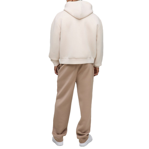 Vente en gros de sweats à capuche en molleton 100% coton de haute qualité, couleur beige unie, avec logo personnalisé, pour hommes, écologiques, décontractés pour l'hiver - Product Image 2