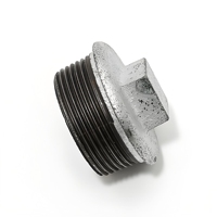 Bouchon fileté en fonte malléable galvanisé zingué DN15, filetage BS/NPT, pression de service 1,6 MPa, classe de tuyauterie 1000