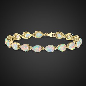 กำไลข้อมือโอปอลสีขาวธรรมชาติ ปรับขนาดได้ สำหรับผู้หญิง โอปอลรูปทรงหยดน้ำสีรุ้ง เครื่องประดับเงินแท้ 925 ชุบทอง/เงิน 18K หรูหรา - Product Image 6