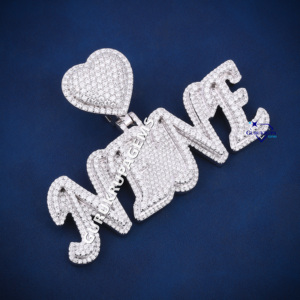 Colgante de lujo de Plata de Ley 925 con elegante diamante atemporal elegancia VVS claridad corazón carta patrón Moissanite joyería - Product Image 2