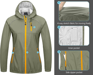 Wholesale Latest Design <b>Women's</b> Lightweight Hooded Raincoat <b>Waterproof</b> <b>Packable</b> Active Outdoor <b>Women's</b> Rain <b>Jacket</b> for <b>Women</b> - Product Image 5