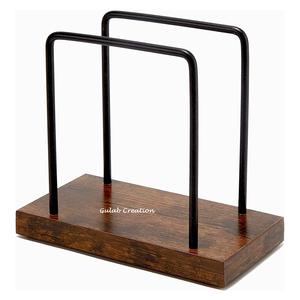 Classique brun foncé manguier bois fait à la main écologique porte-serviettes noir métal fil organisateur de table pour cuisine salle à manger décor - Product Image 1