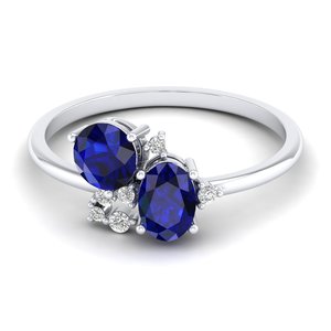 REYES Dernier Design Bagues Moissanite Saphir Bleu 0.07 Carat en Argent Sterling 925 Déclaration de Luxe Designer Fine Jewelry - Product Image 1