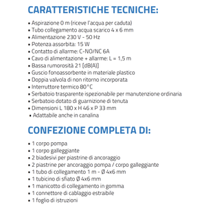 Pompe de drainage de condensation électrique monobloc en plastique pour climatiseur domestique Tecnosystemi Group Easy One 15 Lt - Product Image 3