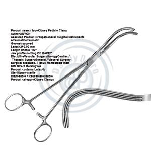 DEBAKEY no estéril reutilizable 240 mm (9 1/2 ") Acero inoxidable GUYON ATRAUMATA riñón pedículo abrazadera base instrumentos quirúrgicos - Product Image 2