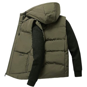 Men's Wholesale Custom Logo Sleeveless Hooded Vest Down <b>Quilted</b> Gilet Puffer Outwear <b>Waistcoat</b> Lightweight Winter Puffer OEM - Product Image 2