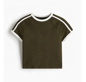 Custom Summer Screen Print Raglan Sleeve Crop Top Baby Tee <b>Y2K</b> Streetwear Color Blocked Cotton Casual Spring Summer Wear - Product Image 6