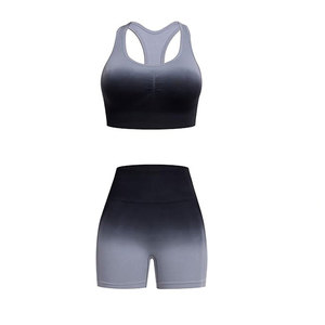 Ensemble de shorts de yoga taille haute du fabricant pakistanais soutien-gorge de fitness respirant avec bretelles logo personnalisé OEM disponible à bas prix - Product Image 2