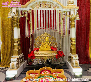 Columpios de madera de boda de pavo real hechos a mano antiguos escenario de columpio de boda indio escenario de boda tallado de pavo real Australia de alta calidad - Product Image 4