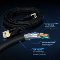 Câble Ethernet plat Cat6a SFTP 10 Gbit/s, double blindage, cuivre nu pur, cordon de raccordement RJ45, câble réseau LAN pour centre de données et domicile