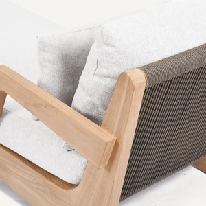 Tumbona Moderna para Exteriores Hecha de Madera de Teca Sólida de Alta Calidad con Cuerda Tejida y Acabado Natural con Respaldo - Product Image 4