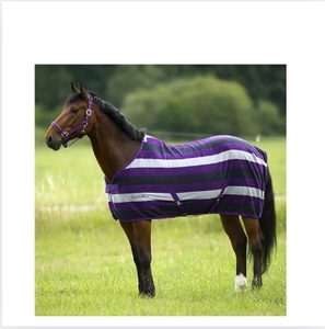 Alfombra de caballo de lana a rayas moradas y crema concha de polialgodón forrada de nailon con relleno de algodón de invierno - Product Image 5