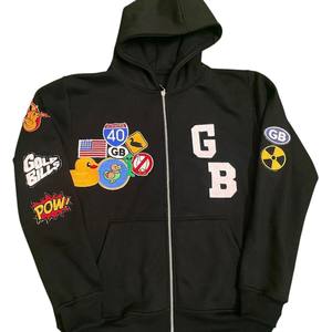 Sudaderas con capucha de tendencia personalizadas, servicio OEM, Sudadera con capucha bordada impresa con cremallera completa de algodón de alta calidad de lujo para hombres - Product Image 3