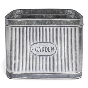 Rectangular Embossed Galvanized Metal Garden Planter Rustic Farmhouse <b>Flower</b> <b>Box</b> For Home Decor - Product Image 1