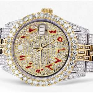 Montre-bracelet mécanique analogique de luxe pour homme, bracelet en acier inoxydable de 20 mm, diamant de laboratoire taillé, style hip-hop, cadran en verre - Product Image 1