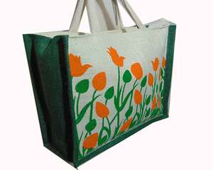 Bolsa de mano de yute, reciclada, ecológica, estampada - Product Image 1