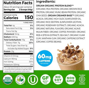 Orgain Organic Vegan <b>Protein</b> Powder, Iced Coffee - 21g Plant <b>Protein</b> 2.03 lb - Product Image 5