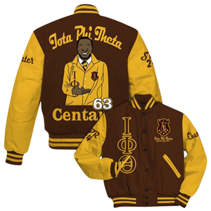 Iota Phi Theta grec 1963 Varsity Jacket Letterman Jacket Brown Gold Fraternity Apparel Premium Campus Outerwear Style - Product Image 5