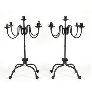 Candélabre en fer décoratif fantaisie noir fini pour la fête de mariage salon décorations intérieures candélabres de sol - Product Image 2