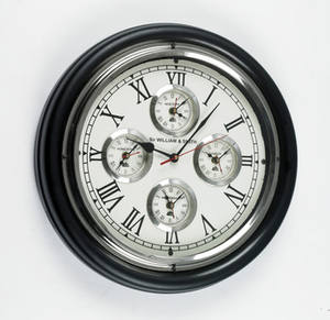 Reloj de pared náutico de forma redonda de madera, accesorio exclusivo hecho a mano con Base de madera con reloj de latón y accesorios de latón - Product Image 6