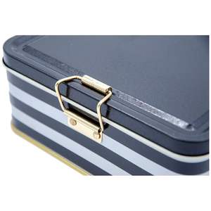 กล่องเก็บโลหะทรงสี่เหลี่ยม1.9L ตะขอลวดขนาด158x158x87มม. และฝาปิดโปร่งใสลายเส้นสีขาวดำ158x158x87มม. กล่องโลหะ - Product Image 4