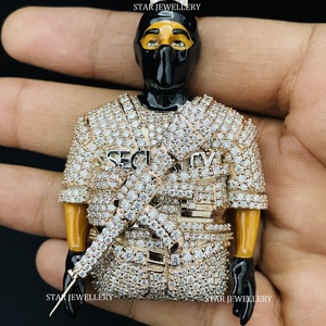 3D Esmalte Iced out VVS Moissanite D Color Face Pendant ,925 Silver Hip Hop Moissanite Face Pendant, Custom 3D Face Pendant. - Product Image 4