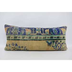 Geometric Bohemian Vintage Patterned Wool Pillow 16x36 Inch Luxury Woven Decorative Accent for <b>Floor</b> or <b>Sofa</b> for Christmas - Product Image 1