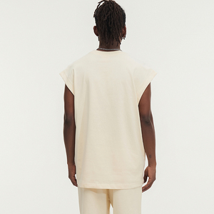 เสื้อยืดแขนกุดสีดำแบบกำหนดเองคอกลมทรงพอดีตัวซักด้วยผ้าฝ้าย100% DDP - Product Image 4