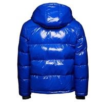 Yeni tasarım Unisex aşağı ceket açık yüksek kalite özel kirpi kış koyu mavi düz renk standı yaka Patchwork kamuflaj