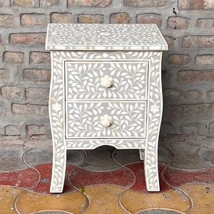 Mesita de noche de madera ajustable moderna con panel de madera maciza de diseño indio para uso en el dormitorio del hogar Mesitas de noche - Product Image 3