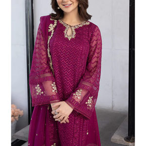 Tenue décontractée Shalwar Kameez de couleur personnalisée pour femme Robe traditionnelle fantaisie en coton pour pelouse en vrac Maxi - Product Image 3