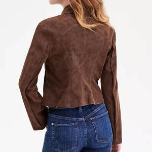 Chaqueta de Cuero de Gamuza Premium para Mujer, Invierno, Tejida, Transpirable, Ligera, Ecológica, Suave, Diseño Moderno, Lisa - Product Image 2