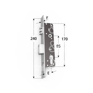 SERRURE POUR MONTANTS Réglable, réversible et interchangeable pêne dormant et loquet avec le rouleau 01435 avant en acier inoxydable - Product Image 1