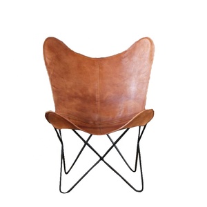 New Best Latest Design Leather and Iron Design Leather Butterfly Chair Stool Set - Product Image 1