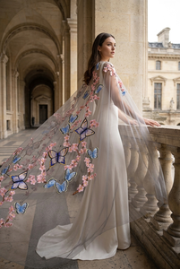 Tissu en tulle tissé léger et transparent à motif floral de fleurs de cerisier pour robes de mariée et accessoires - Product Image 3