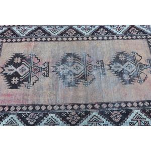 Vintage Turkish Rug 3.6x6 ft, <b>Red</b> Accent Patchwork <b>Wool</b> Rug - Product Image 5
