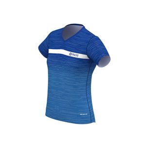 Women's Slim Fit Crop <b>Running</b> T-Shirt-Breathable Knitted Mesh Bow Collar <b>Animated</b> Logo Trigrade Blue - Product Image 1