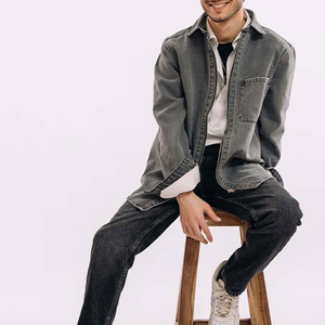 Chemise en jean pour hommes, style unique de vêtements d'extérieur, tenue d'été, look attrayant, chemise en jean pour hommes, produit tendance, chemise en jean à la mode - Product Image 3