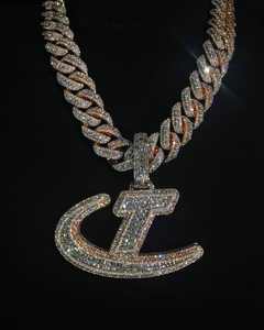 Collar con Colgante de Letra Personalizado de Fábrica, Plata de Ley 925, Diamante Moissanite VVS, Joyería de Lujo, Collar con Colgante Iced Out, Estilo Hip Hop - Product Image 1