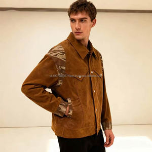 Men's Autumn Streetwear Leather Jacket Embroidered Logo Stand <b>Collar</b> <b>Metal</b> Button Closure Coated Finish Bamboo Lining - Product Image 5