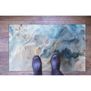 Tapis imprimé motif marbre bleu, facile à nettoyer, cadeau personnalisé, tapis en chenille - Product Image 5