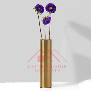 Macetas de cilindro decorativas de Metal para el hogar, hoteles y restaurantes, jarrón redondo cilíndrico, atractivo jarrón de brotes de Metal chapado en oro - Product Image 2