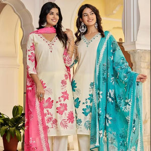 ชุดผ้าเรยอนสำหรับชนชาติอินเดียพิมพ์ลายดิจิทัลสวยงามพร้อมใส่ชุดกางเกง Kurti พร้อมชุดใส่ลำลอง - Product Image 1