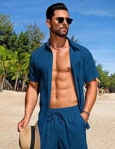 ชุดกางเกงขาสั้นผ้าคอตตอนผ้าพิมพ์ลายสีพื้นสำหรับผู้ชายแฟชั่นใหม่ล่าสุดสำหรับฤดูหนาว - Product Image 3